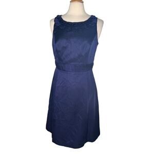 Boden Limited Edition Silk Cotton Blend Navy Dress Fit and Flare Preppy Nautical